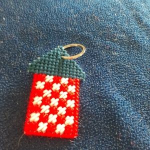 Checkered rocket key ring